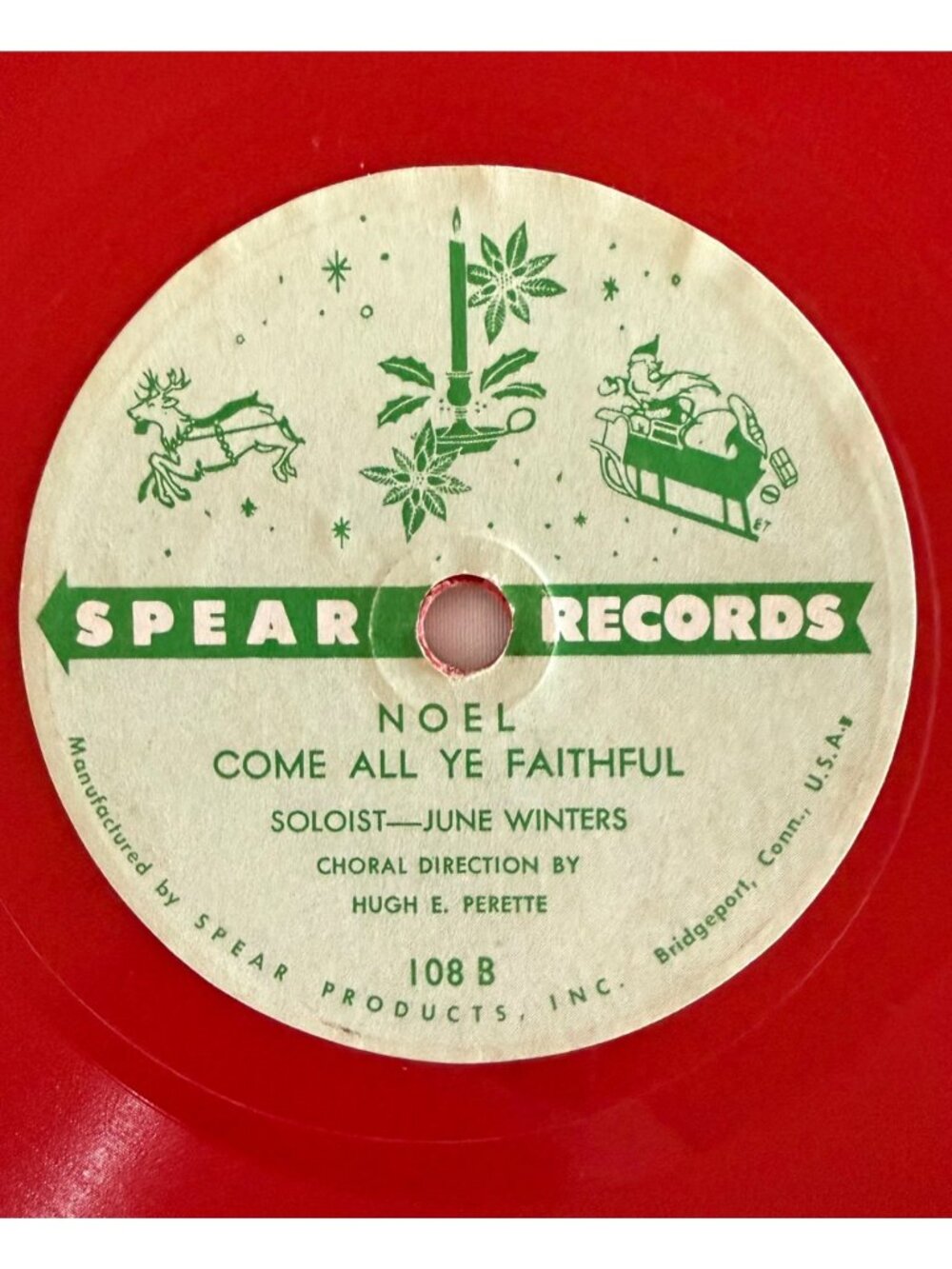 Vintage Spear Records Christmas Jingle Bells Red Childrens Record Early 1950s - Picture 4 of 12